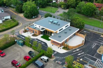 the hub on rye hill community center aerial view